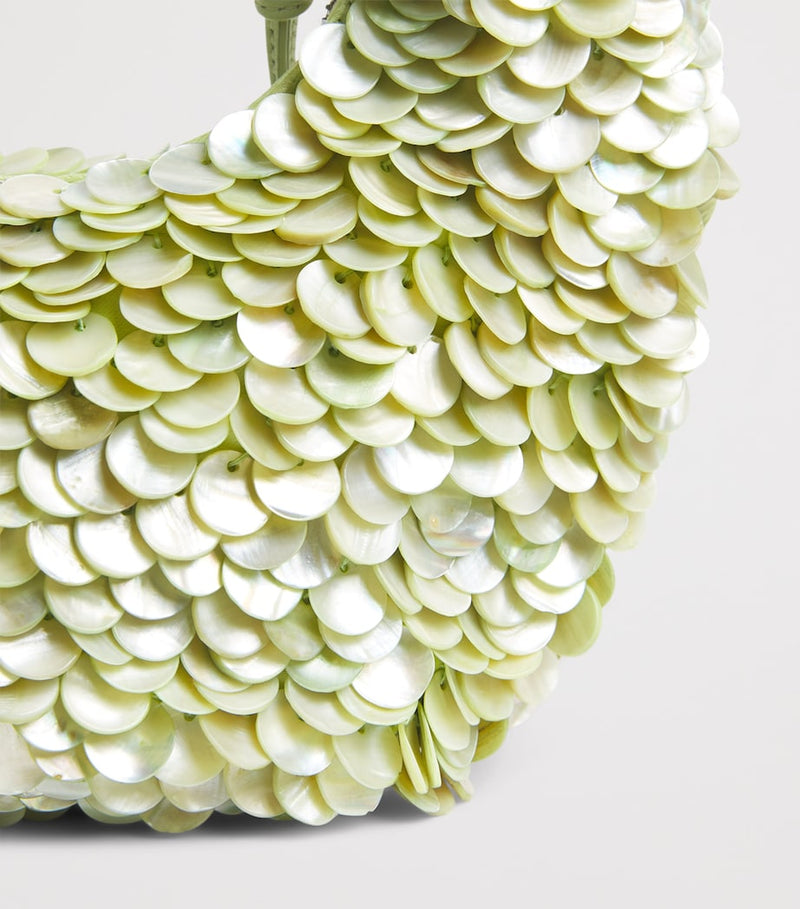 STAUD embellished reef bag with pearl shells (British brand)