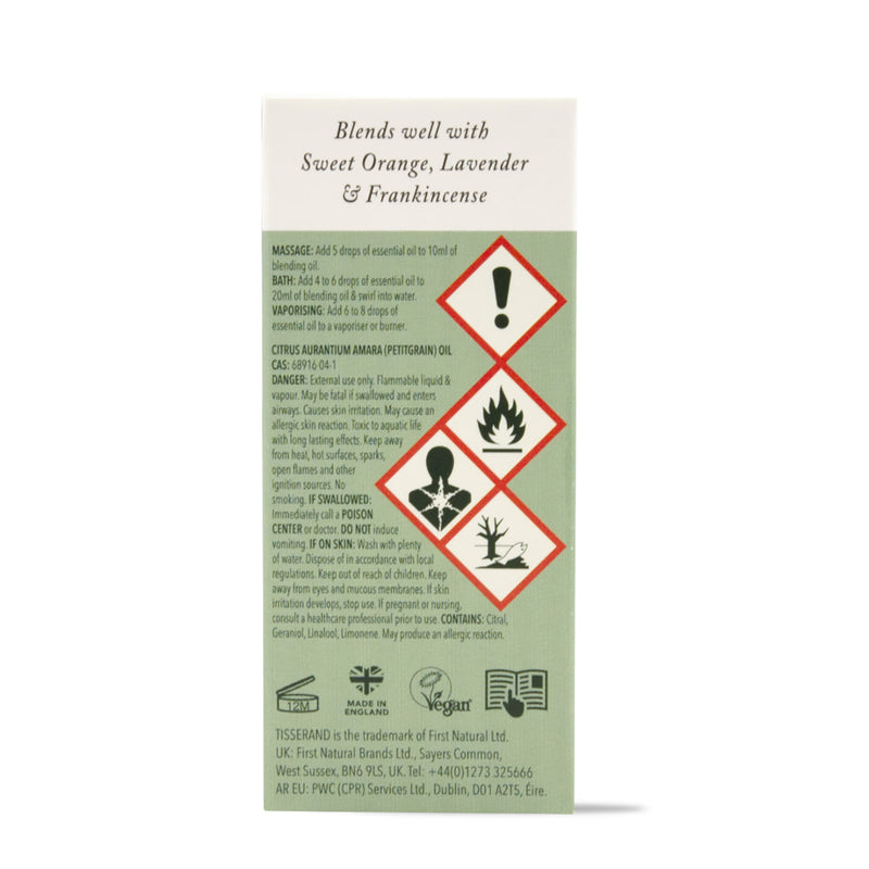 Tisserand Petitgrain Pure Essential Oil 9ml, imported from the UK