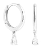 Astrid & Miyu white gold pear diamond huggie hoops, UK version