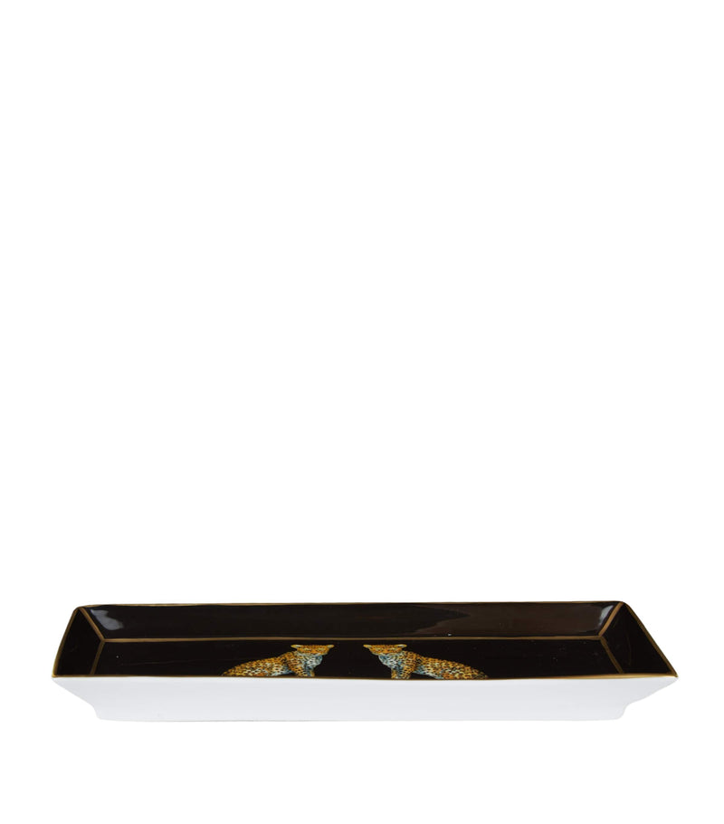 Halcyon Days Leopards Rectangular Tray 20.5cm x 7.5cm, UK version