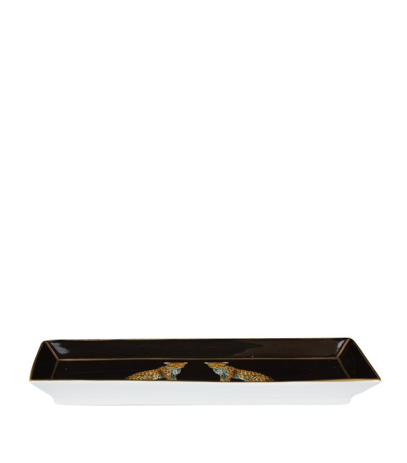 Halcyon Days Leopards Rectangular Tray 20.5cm x 7.5cm, UK version