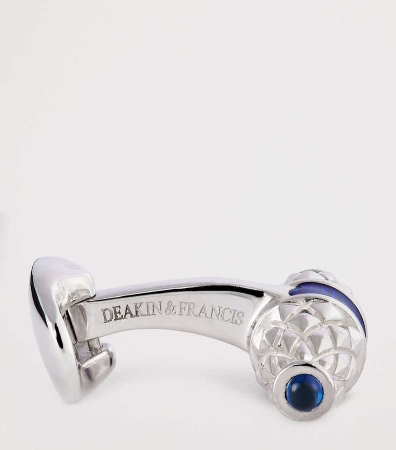 Deakin & Francis sterling silver sapphire cufflinks 0.8cm x 2.4cm (British brand)