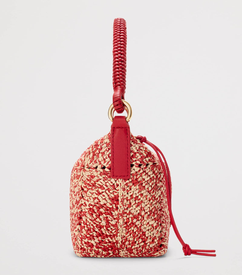 LOEWE x Paula's Ibiza raffia pouch with leather handle, UK version