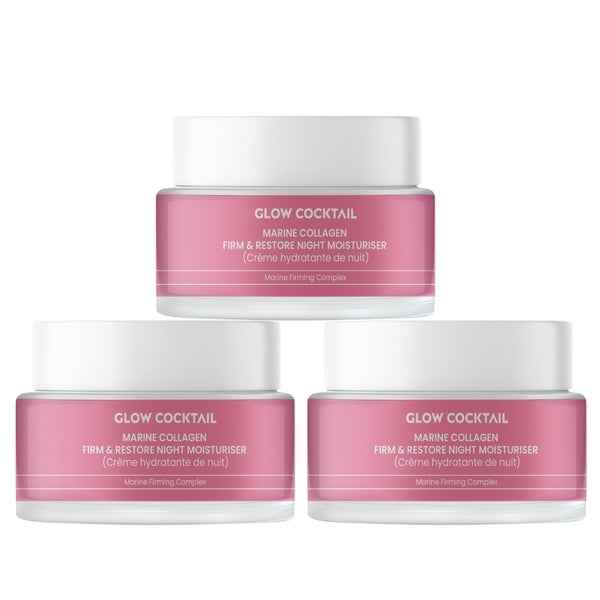 Glow Cocktail Marine Collagen Restore Night Moisturiser 50ml, imported from the UK