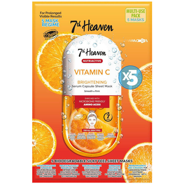 7th Heaven Vitamin C Sheet Mask 5 Pack, UK version