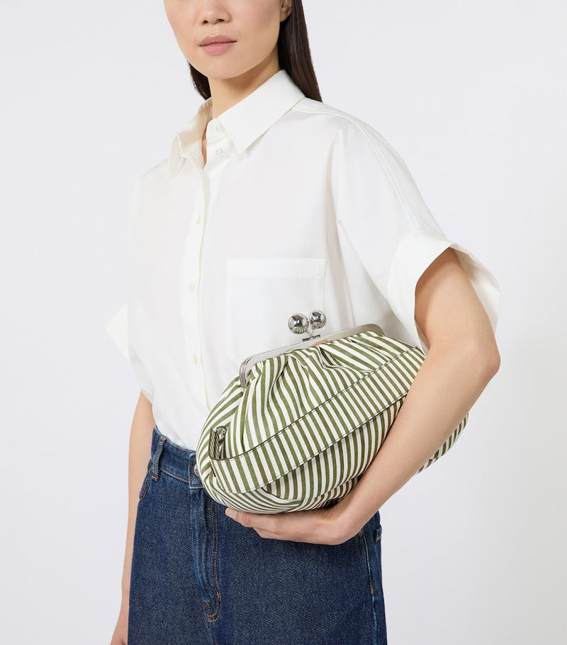 Weekend Max Mara striped leather clutch bag medium, imported from the UK