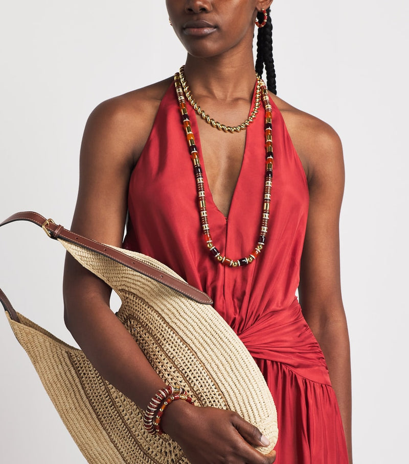 Eddie Borgo gold-plated amber and carnelian patch necklace, UK version