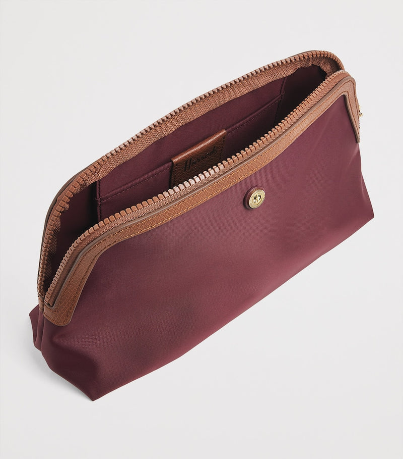 Harrods recycled nylon wash bag with leather trims, UK version