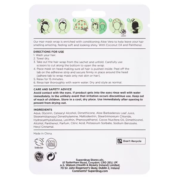 Superdrug Conditioning Hair Wrap Mask Aloe (British brand)