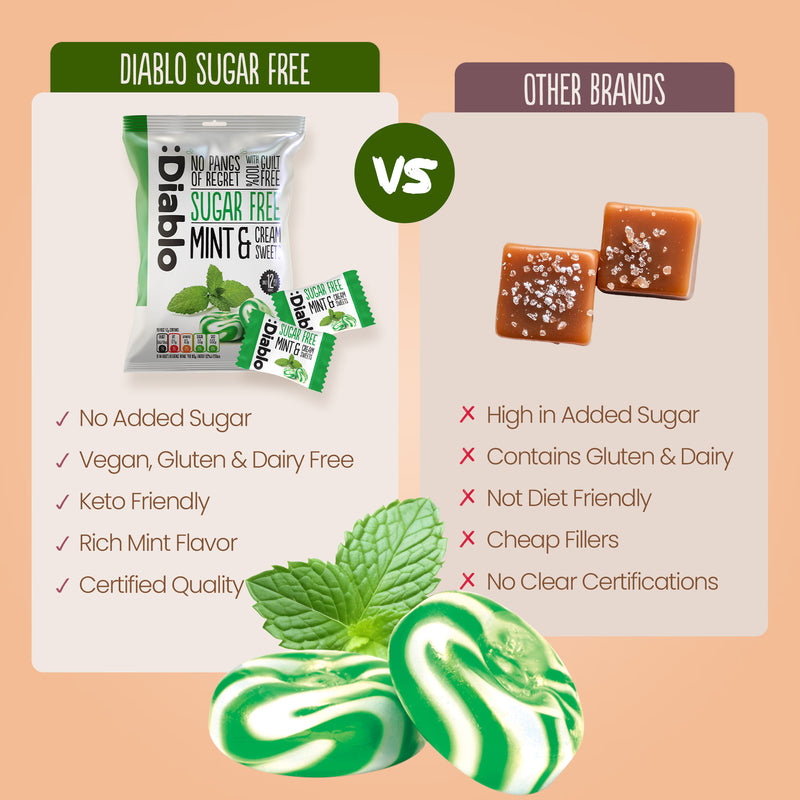 Diablo sugar free mint cream sweets 75g pack, UK version