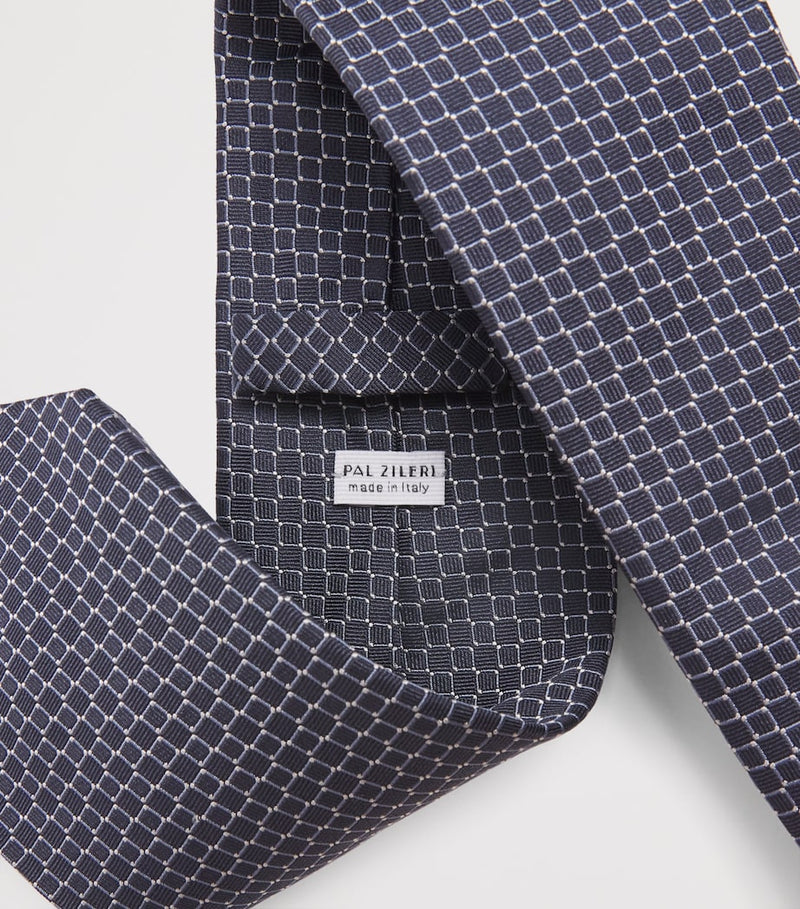 Pal Zileri silk geometric jacquard tie 8cm (British brand)