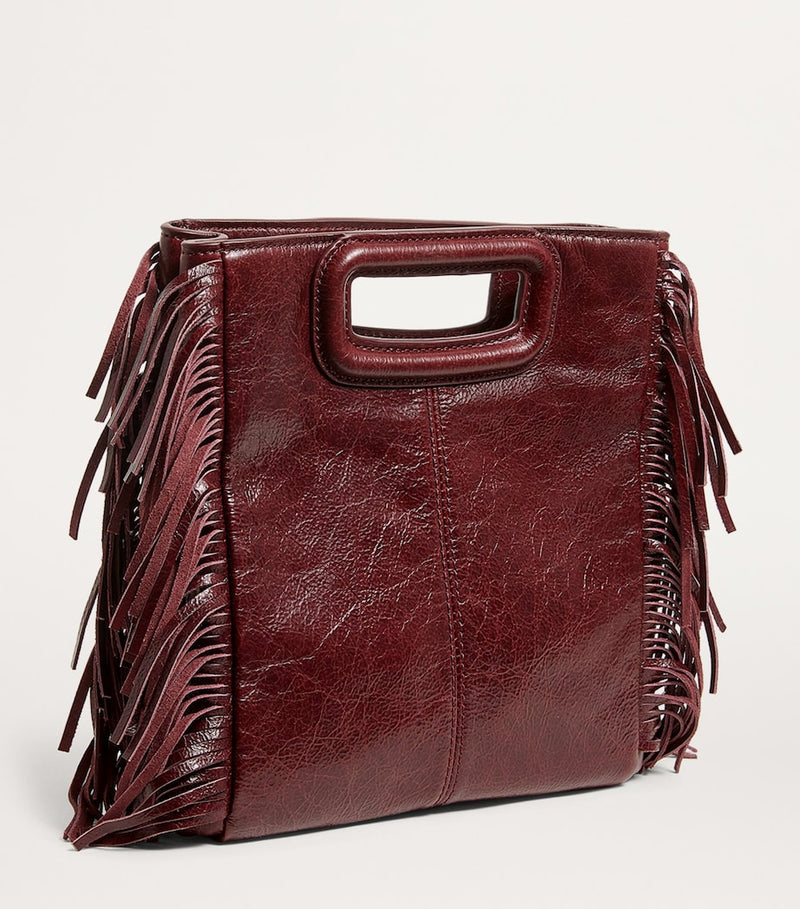 Maje cracked leather fringed M handbag (British brand)