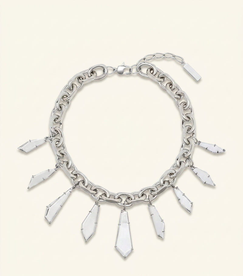 McQueen mirror fragment necklace silver-tone brass, UK version