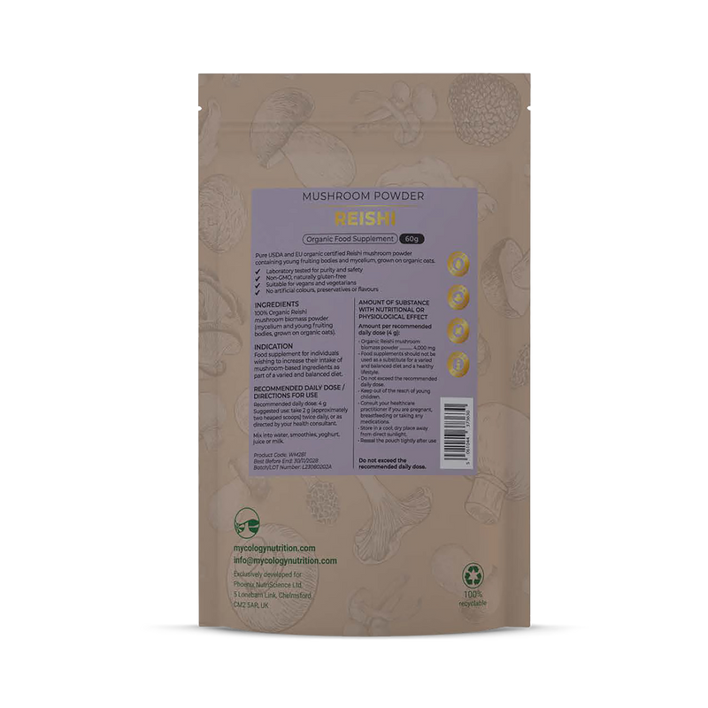 Mycology Nutrition organic reishi powder 60g - British product