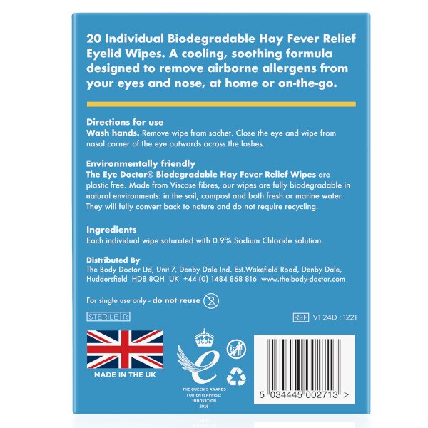 The Eye Doctor Allergy Eyelid Wipes GOODS Superdrug