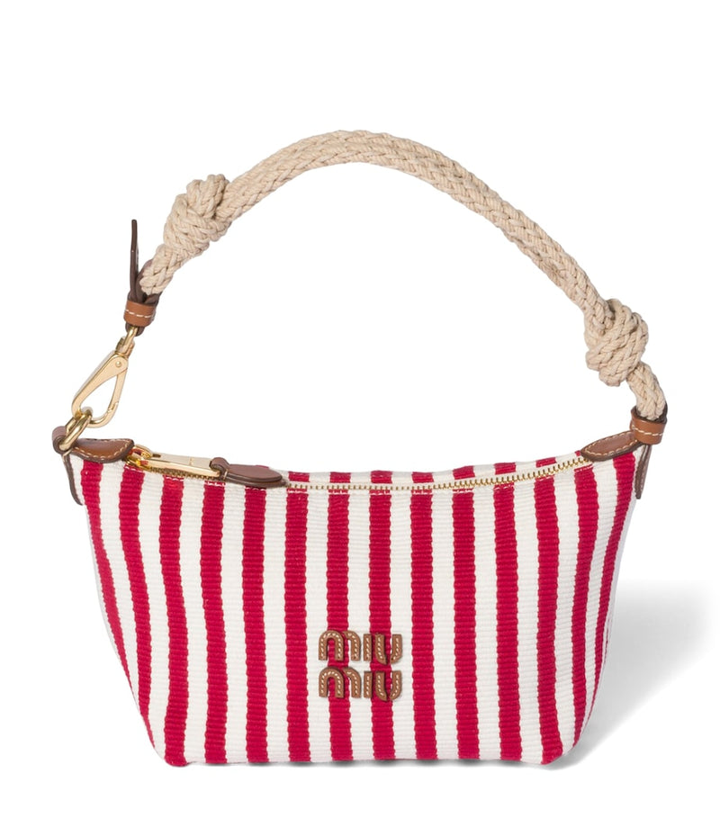 Miu Miu red and white cotton stripe pouch bag 18.5cm (British brand)