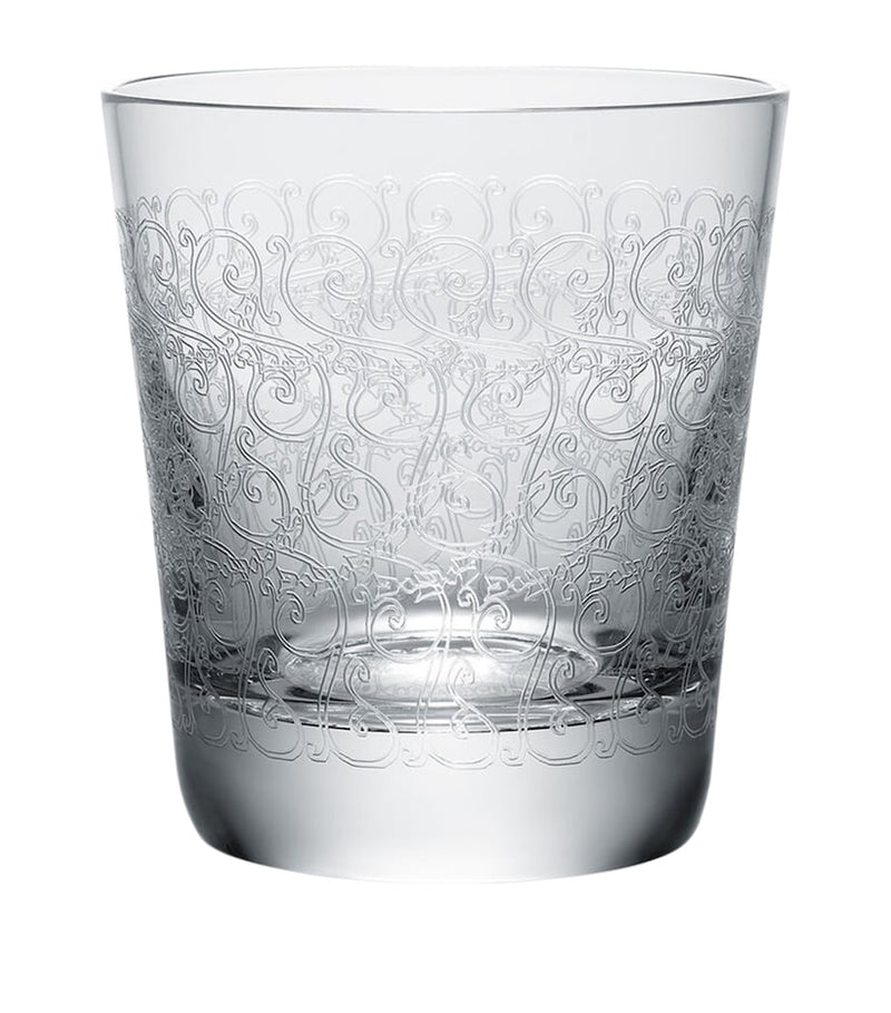 Baccarat Rohan design crystal tumbler with ornate markings and bevelled base, 280ml - British product