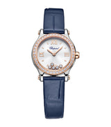 Harrods Chopard Happy Sport Watch Rose Gold Stainless Steel Diamond 25mm- Buy online at McGrocer