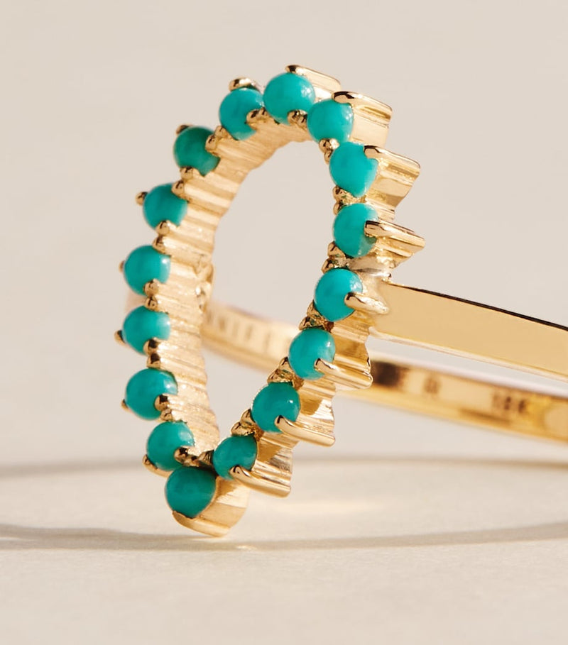 Jennifer Meyer mini yellow gold turquoise teardrop ring (British brand)