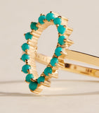 Jennifer Meyer mini yellow gold turquoise teardrop ring (British brand)