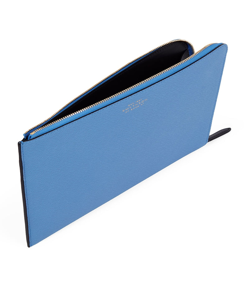 Smythson Panama leather slim pouch cross-grain calf leather, UK version