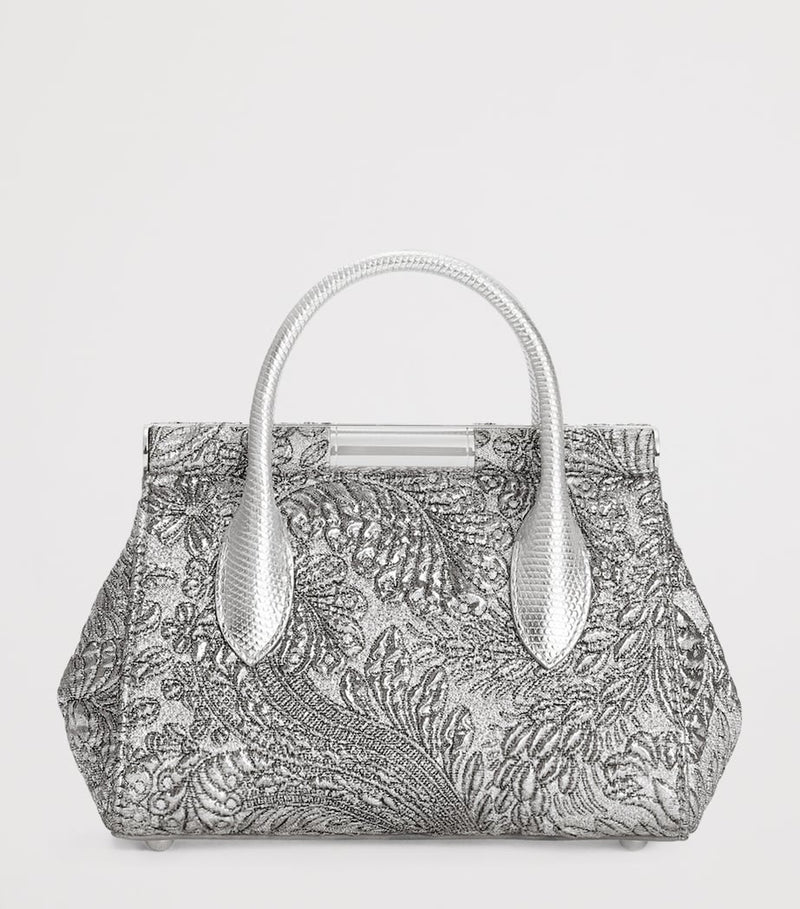 Dolce&Gabbana Marlene embroidered top-handle bag with rhinestones - British product