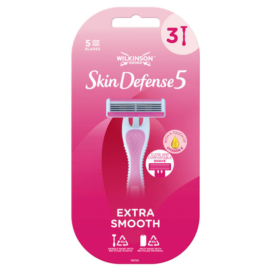 Wilkinson Sword Skin Defense 5 Womens Disposable Razors Women's Toiletries ASDA   