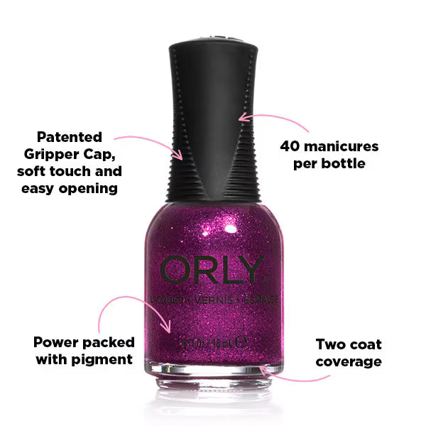 Orly Bubbly Bombshell purple glitter nail polish 18ml, imported from the UK