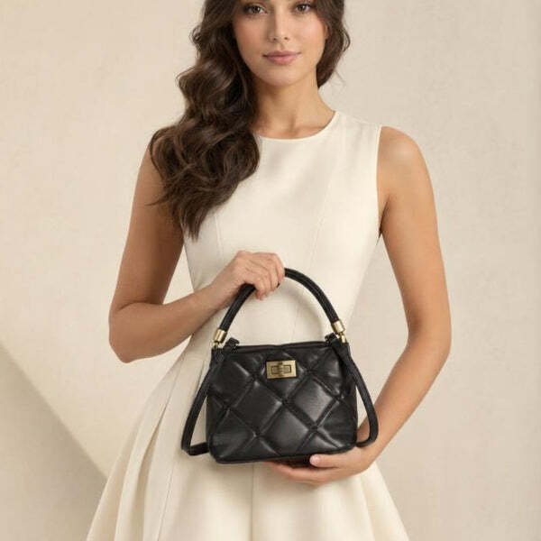 SVNX quilted mini crossbody handbag black (British brand)