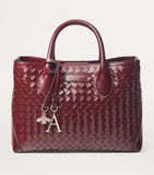 Aspinal of London midi leather woven tote bag, UK version