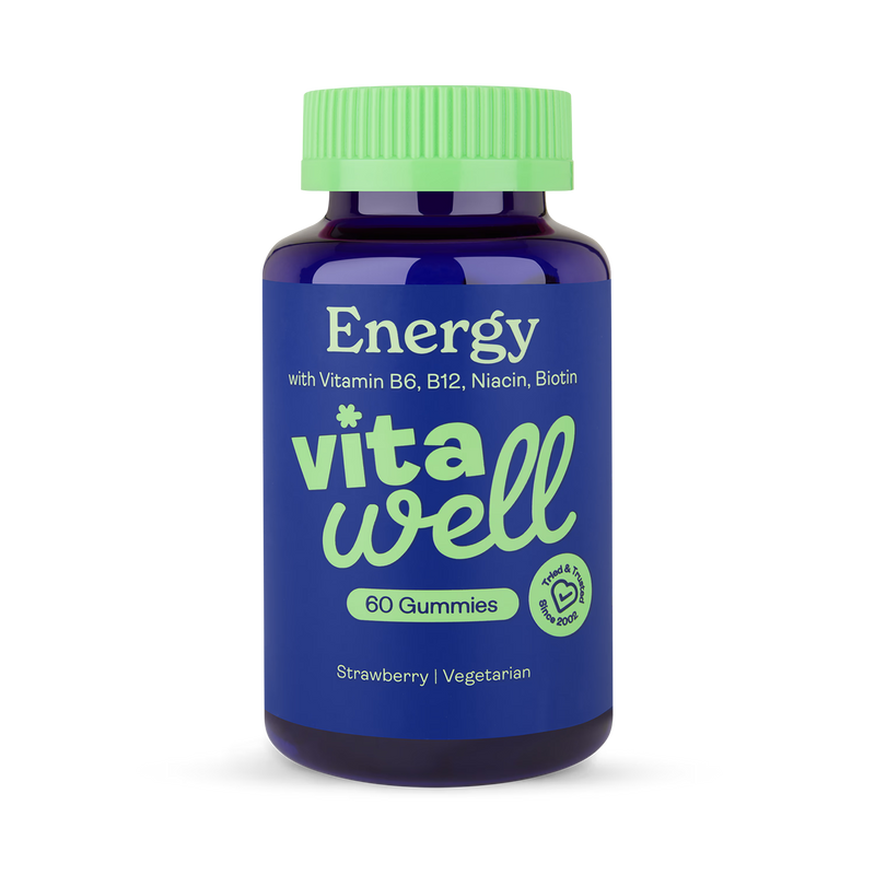 Vitawell energy gummies strawberry flavour 60s - British product