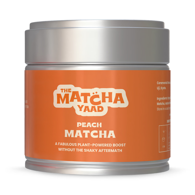 Matcha Yaad peach matcha powder 25g tin, UK version