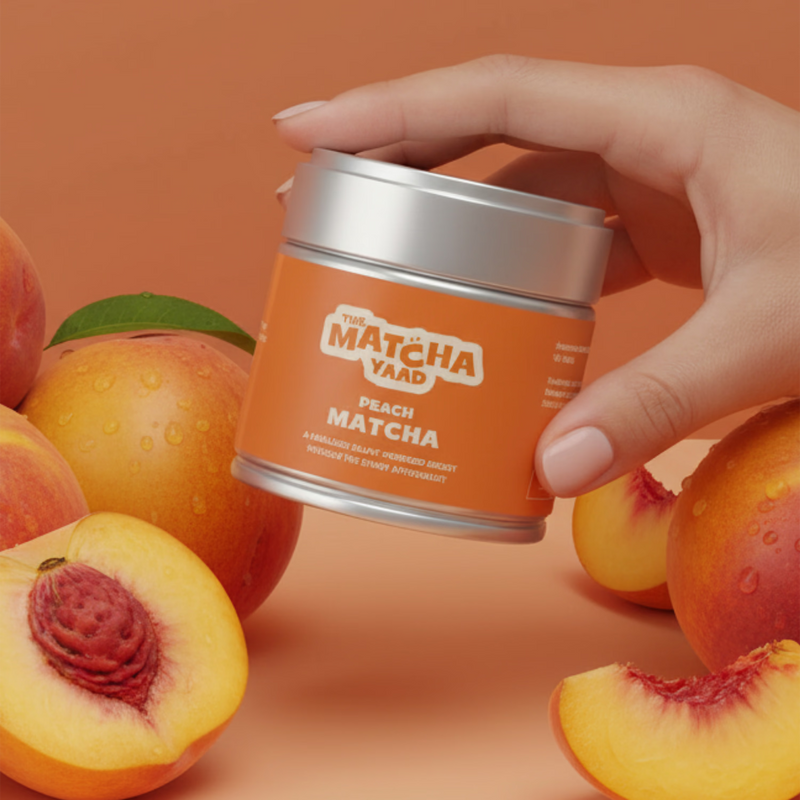 Matcha Yaad peach matcha powder 25g tin, UK version