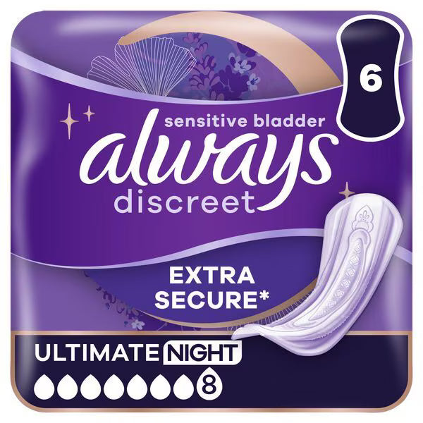 Always Discreet Incontinence Pads Ultimate Night 6 pack - British product