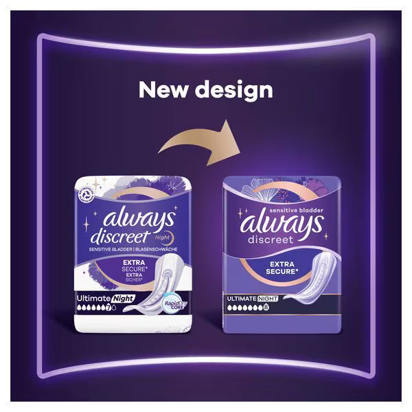 Always Discreet Incontinence Pads Ultimate Night 6 pack - British product