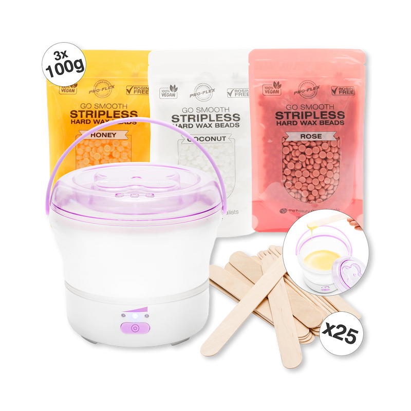Rio Go Smooth stripless hard wax heater kit, imported from the UK