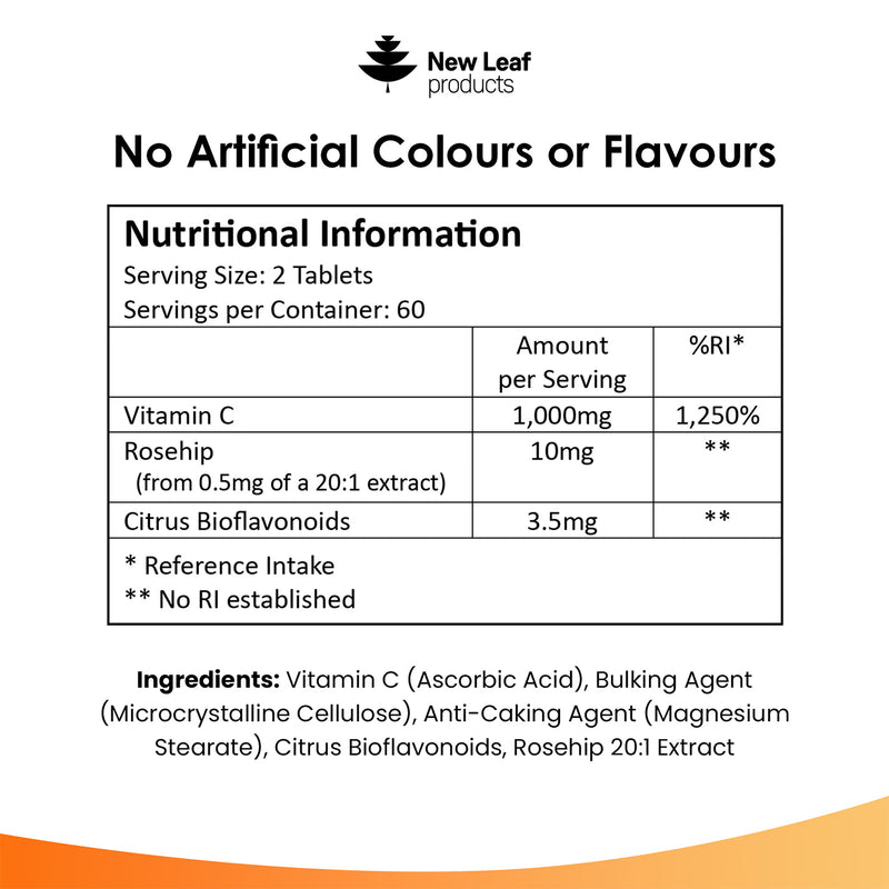 New Leaf Vitamin C tablets 1000mg 360 count - British product