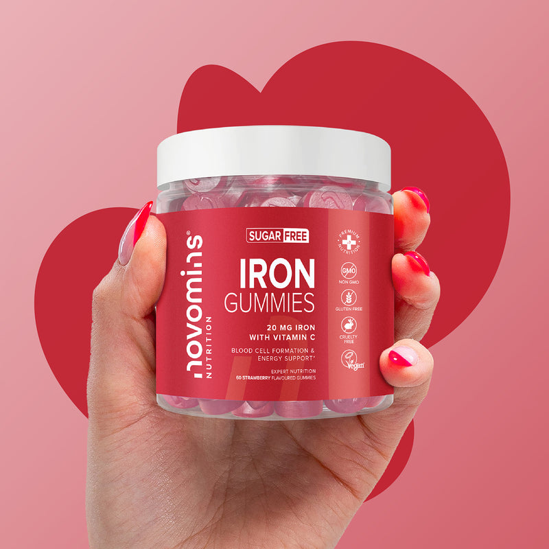 Novomins iron gummies strawberry flavoured 60 gummies, UK version