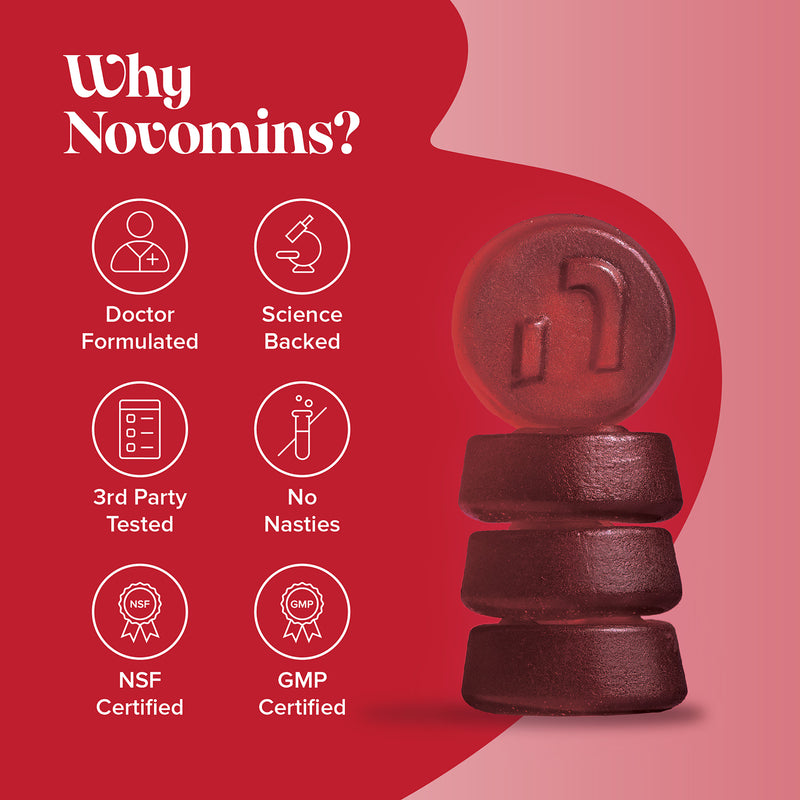 Novomins iron gummies strawberry flavoured 60 gummies, UK version