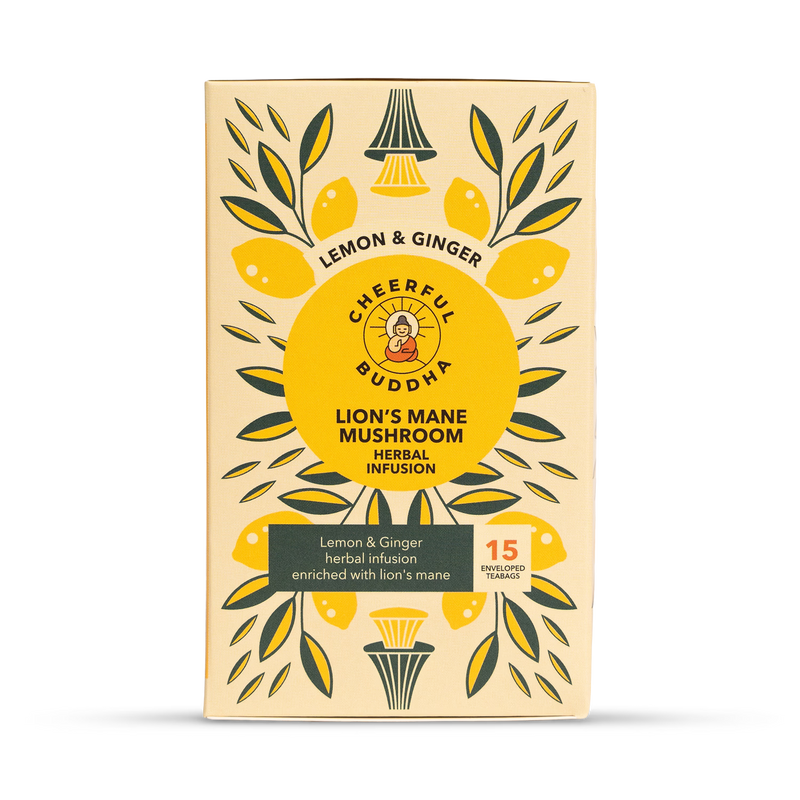 Cheerful Buddha Lion's Mane lemon ginger tea 15 bags, imported from the UK