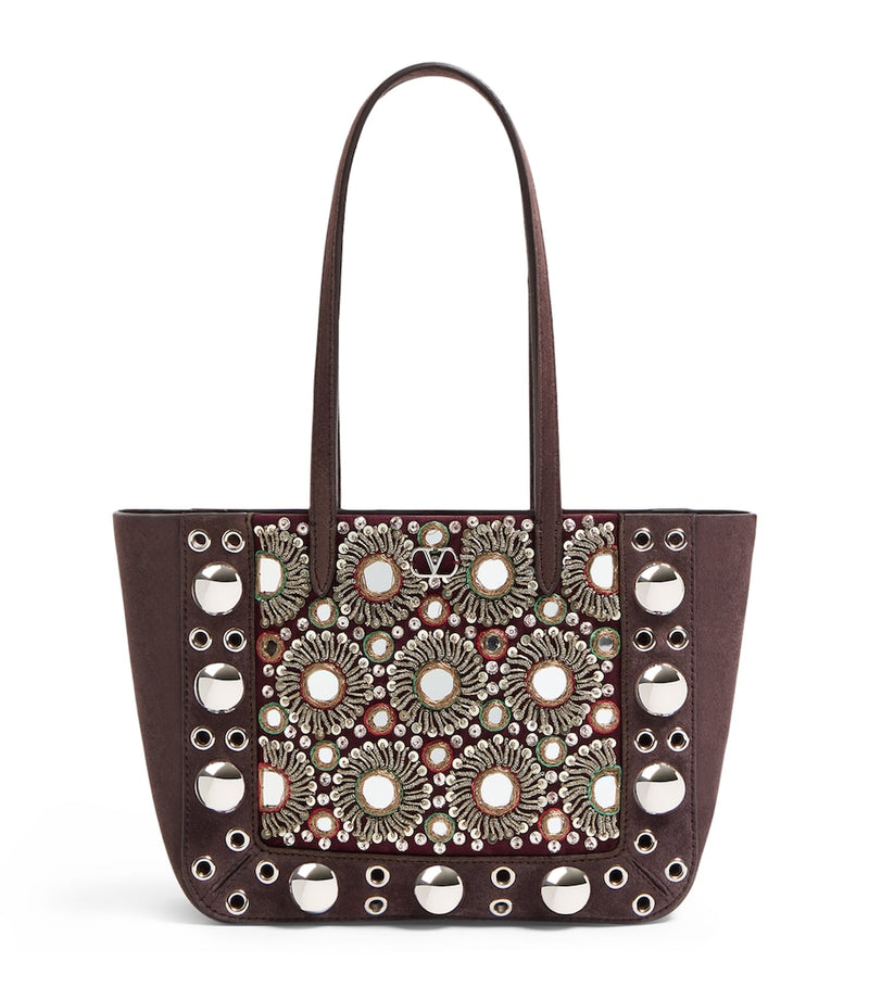 Valentino Garavani mini suede embroidered shoulder bag, UK version