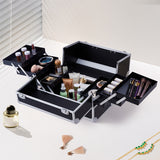 Livingandhome Professional Makeup Box 6 Trays Black Crocodile Print, UK version