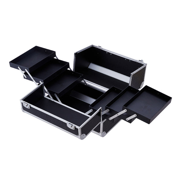 Livingandhome Professional Makeup Box 6 Trays Black Crocodile Print, UK version