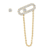 Messika Move Uno asymmetric earrings 18kt yellow gold 0.30ct diamond, imported from the UK