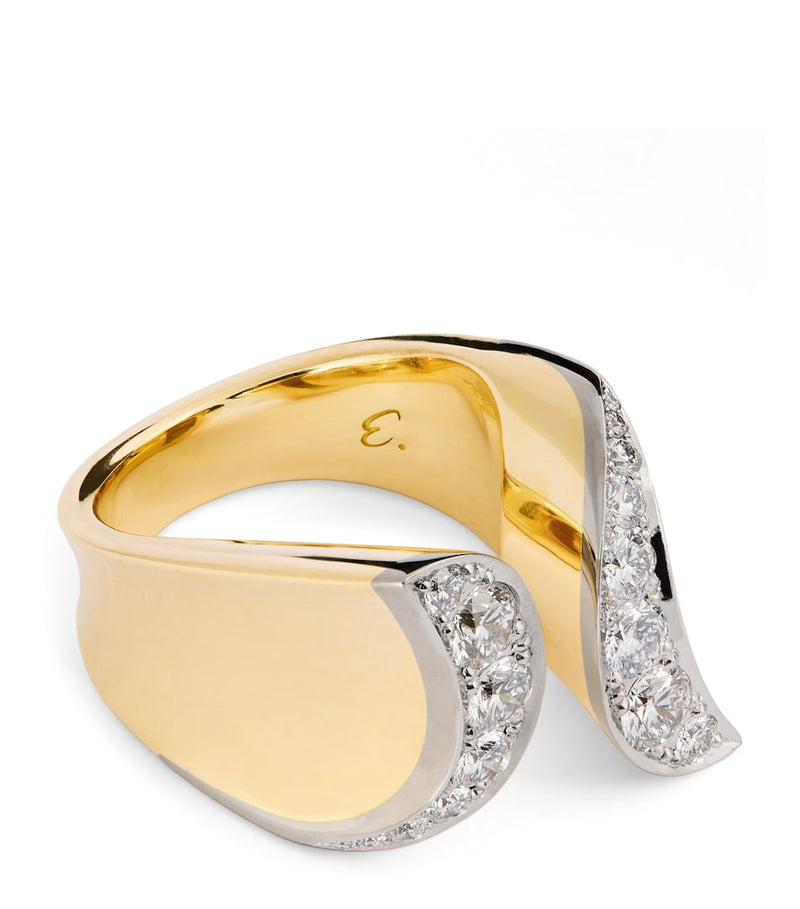 Engelbert yellow gold diamond statement ring - British product