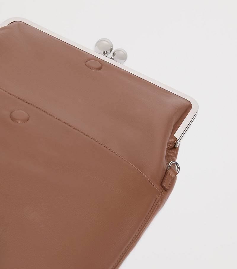 Weekend Max Mara Pasticcino ram leather clutch bag, imported from the UK