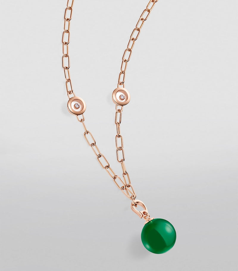 Chopard Happy Diamonds Planet necklace rose gold and green agate, UK version