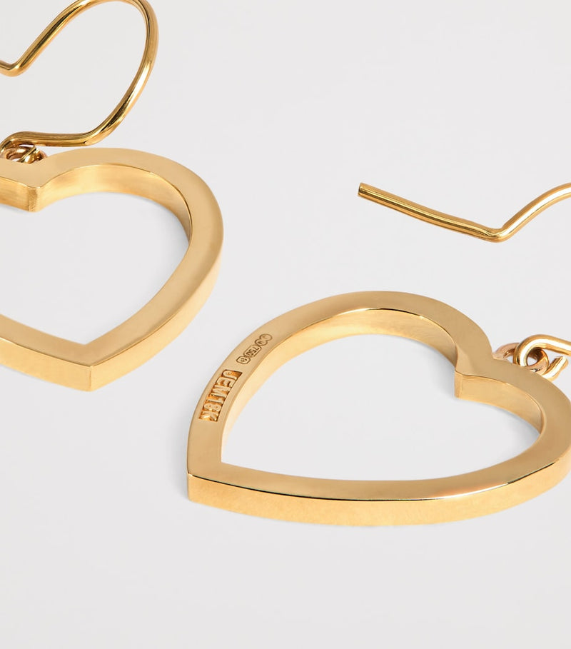 Jennifer Meyer large open heart drop earrings in yellow gold, UK version