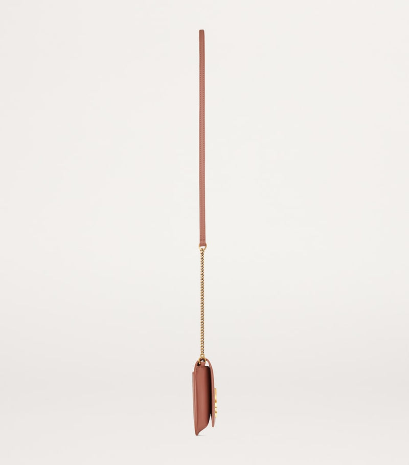 Saint Laurent leather Cassandre phone holder with chain strap, 11x18x2.5cm (British brand)