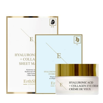 Superdrug Erth Skin London Hyaluronic Acid & Collagen Face Mask, Eye Cream & Eye Pads Set- Buy online at McGrocer